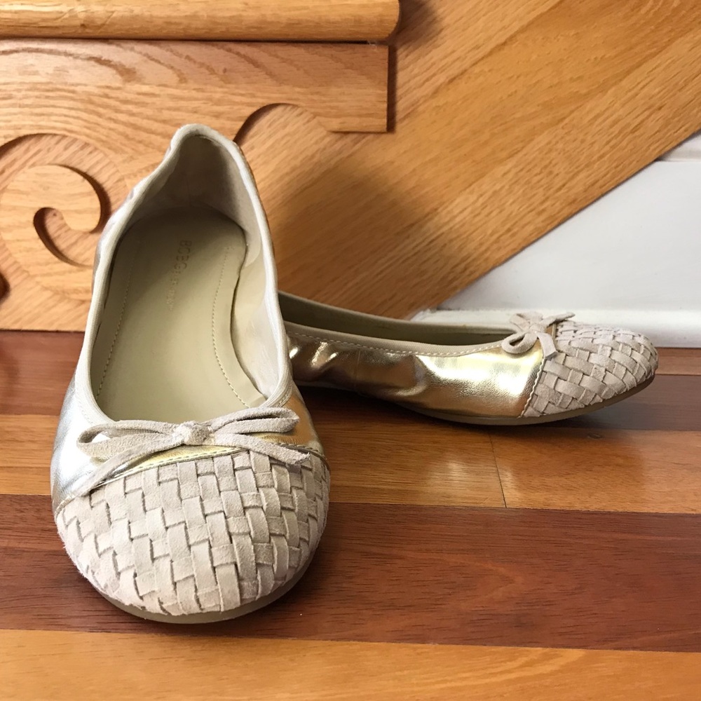 BCBG Metallic Basketweave Flats